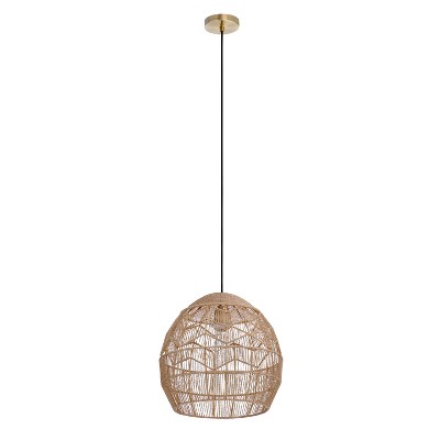 16" Bronze and Hemp LED Bowl Pendant Light