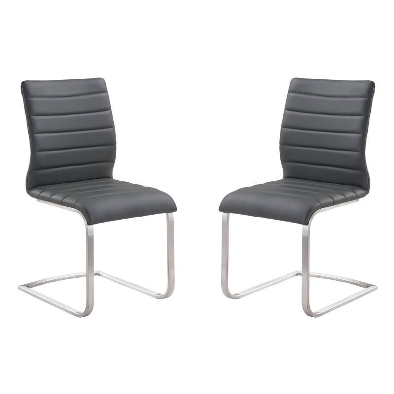 Set of 2 Fusion Contemporary Side Dining Chair Gray And Stainless Steel - Armen Living, 5 of 6