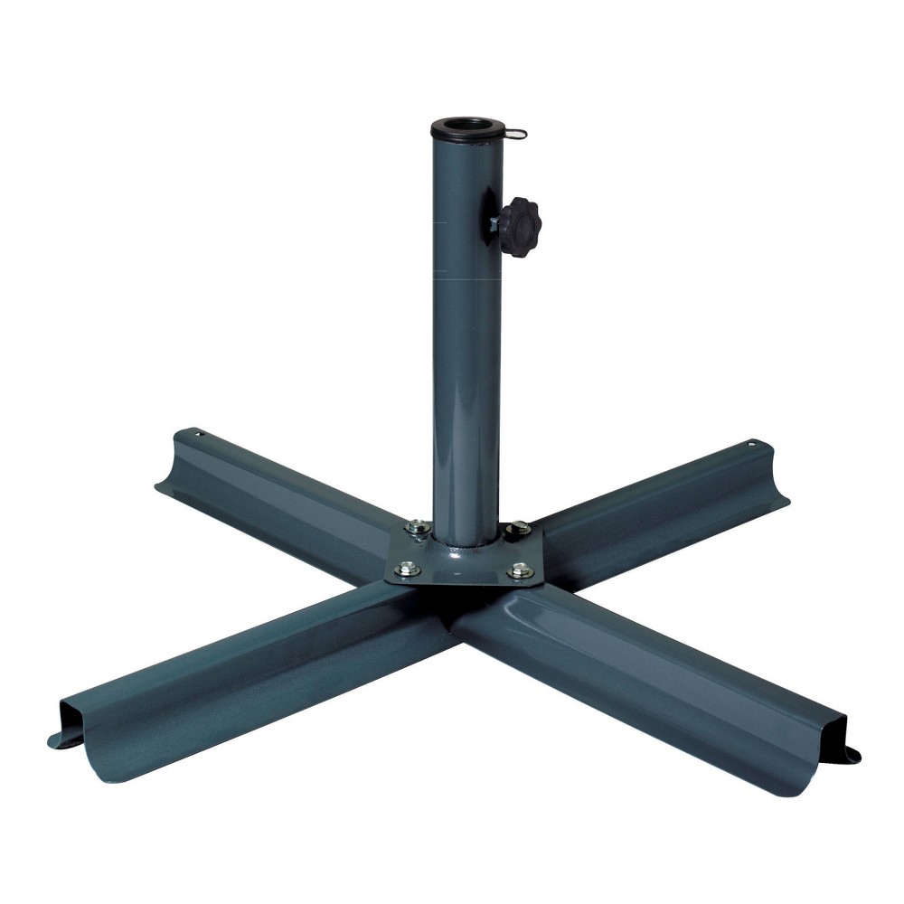 Patio Umbrella Stand Gray/Black - CorLiving: Steel Base, 35.5" Square, UV-Resistant, Fits 2" Pole