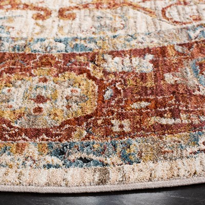 Ivory and Rust Hand-knotted Square Synthetic Area Rug