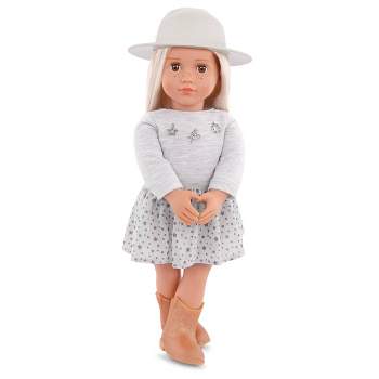Our Generation Abigale 18'' Fashion Doll Brim Hat & Country Outfit with Sweater Charms