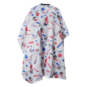 Unique Bargains Bottle Pattern Hair Cut Barber Cape Blue Red 1 Pc - 1 of 4