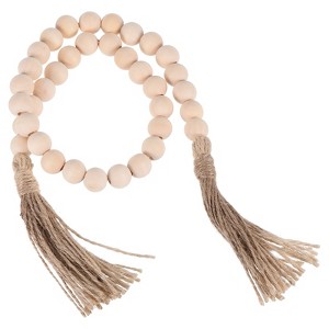 Unique Bargains Farmhouse Wood Bead Garland Home Decor with Tassels - 1 of 4