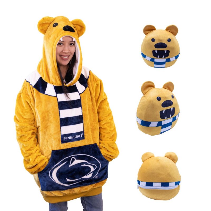 Plushible Penn State Nittany Lion Adult Snugible Blanket Hoodie & Pillow, 1 of 10