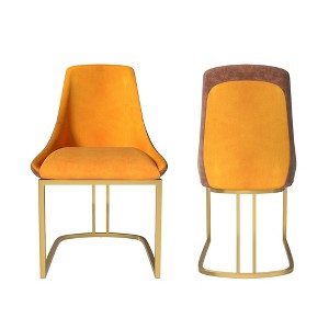 CLIHOME Set of 2 Modern High Back Dining Chair with Metal Legs in Orange - 1 of 4
