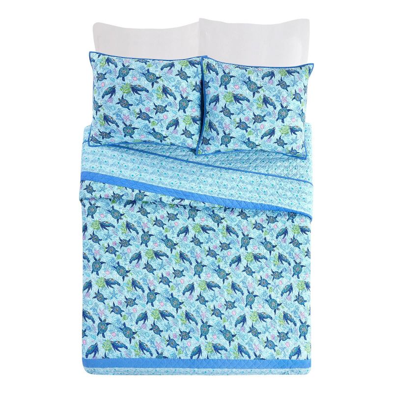 Vera Bradley Turtle Dream Quilt Bedding Set Blue, 3 of 8