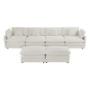 NicBex Couches for Living Room 149.6" Modular Sectional Sofa L-Shape Corduroy Upholstered Sofa Couch with Side Storage Pockets and Ottoman, Beige - 3 of 4
