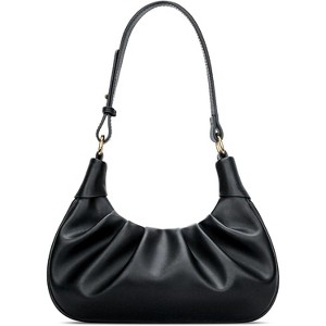 Crescent Handbag Ruched Purse Underarm Bag Detachable Gold Chain Crossbody Bag - 1 of 4