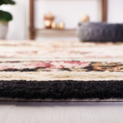 Ivory and Black Hand-Knotted Wool Area Rug