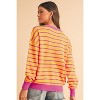 I AM A FASHION JUNKY Orange Stripe Round Neck Drop Shoulder Loose Sweater - 4 of 4