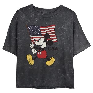 Juniors Mickey & Friends Waving USA Flag T Shirt - 1 of 4