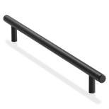 Cauldham Solid Stainless Steel Euro Cabinet Pull Matte Black (10" Hole Centers) - 10 Pack