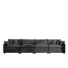 Modern Upholstered 4 Seater Fabric Sofa with Comfortable Back Cushions, Seat Cushions and Pillows, Light Beige Corduroy Sofa , - 3 of 4