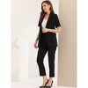 Allegra K Women's Office Work Lapel Short Sleeve Button Down Open Front Blazers with Pockets - 4 of 4
