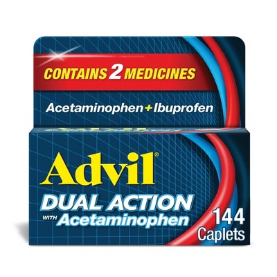 Advil Dual Action Acetaminophen 250mg + Ibuprofen 125mg Coated Caplets ...