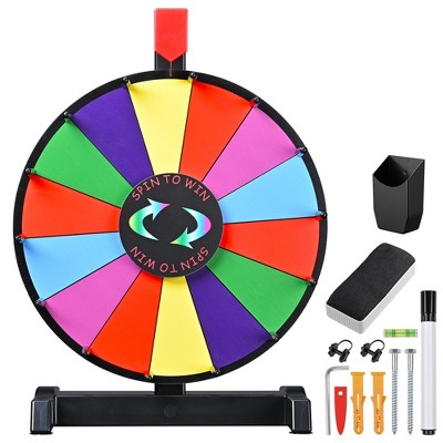 WinSpin Editable Color Prize Wheel Dry Erase Fortune Spinning Game 12"/15"/18"/24"