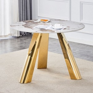 NicBex Modern 42 Inch Round Coffee Table with Silver/Gold Stainless Steel Legs for Living Room,Bedroom - 1 of 4