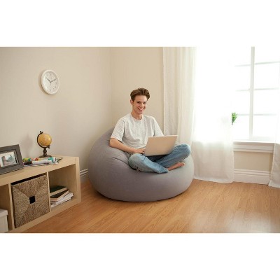 Grey Inflatable Corduroy Beanless Bag Lounge Chair