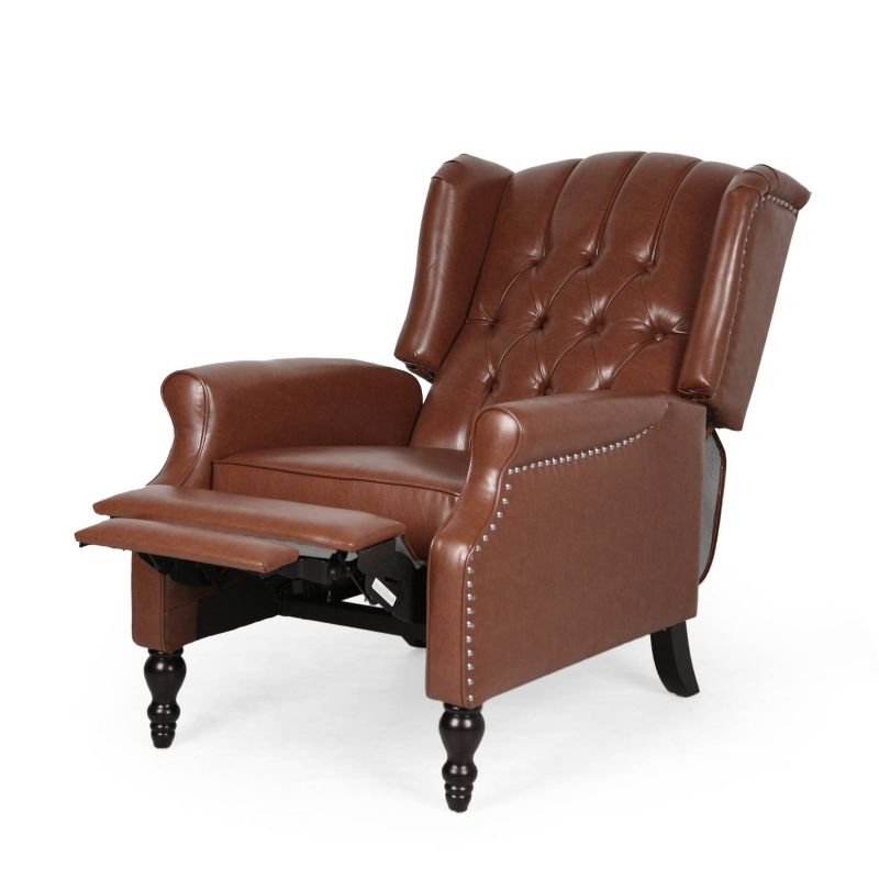 Walter Contemporary Tufted Recliner Cognac Brown/Dark Brown - Christopher Knight Home, 4 of 15