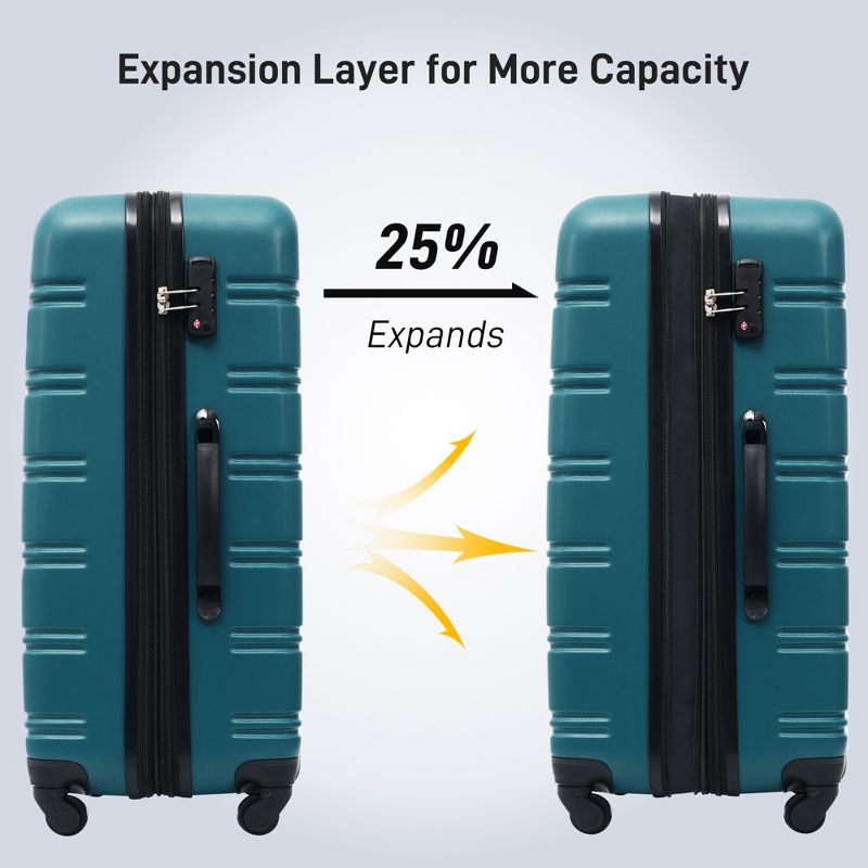 3 PCS Luggage Set, Hardside Spinner Suitcase with TSA Lock (20/24/28)-ModernLuxe, 5 of 6