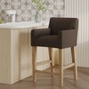 Lyngins Contemporary 26" H Counter Height Bar Stool with Rounded Armrests, Upholstered Counter Stools with Solid Rubberwood H-Frame Base - 2 of 4