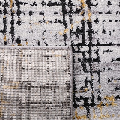 Charcoal Hand-Knotted Synthetic Area Rug 54" x 16"