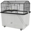 PawHut 22" 2-Tier Hamster Cage with Extra-Deep 14" Base, Small Animal Cage with Ramp, Water Bottle, Food Dish, Wheels, Black - 4 of 4
