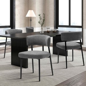 MAYEERTY Set of 4 Upholstered Modern Dining Chairs Curved Back Sturdy Metal Frame - 1 of 4
