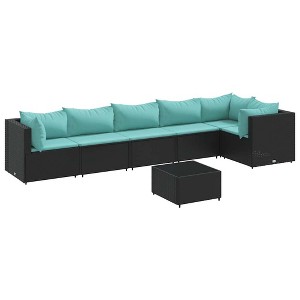 vidaXL Patio Lounge Set Black PE rattan, powder-coated steel, tempered glass - 1 of 4