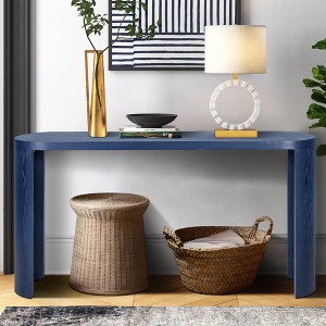 Thick Top Entryway Table, Curved Legs, Reversible Installation for Sofas or Hallways, Open Storage Console Table - 1 of 4