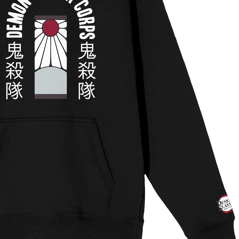 Demon Slayer Corps Tanjiro Earring Long Sleeve Black Adult Hooded Sweatshirt, 3 of 5
