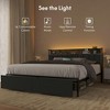 NicBex Full/King Size Bed Frame with LED Lights,Charging Station and 2 Drawers,Upholstered Headboard with Storage Shelf,Gray - 2 of 4