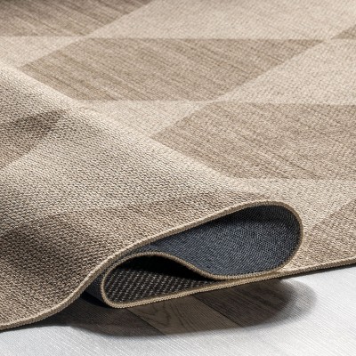 Abi Natural Brown 5' x 8' Machine Washable Geometric Area Rug