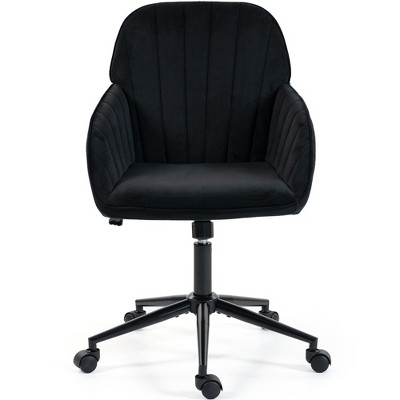 Bosmiller Velvet Home Office Chair, Gold Base and Wheels, Modern Makeup Vanity Chair, Height Adjustable Swivel Desk Chair, Living Room Bedroom, Beige