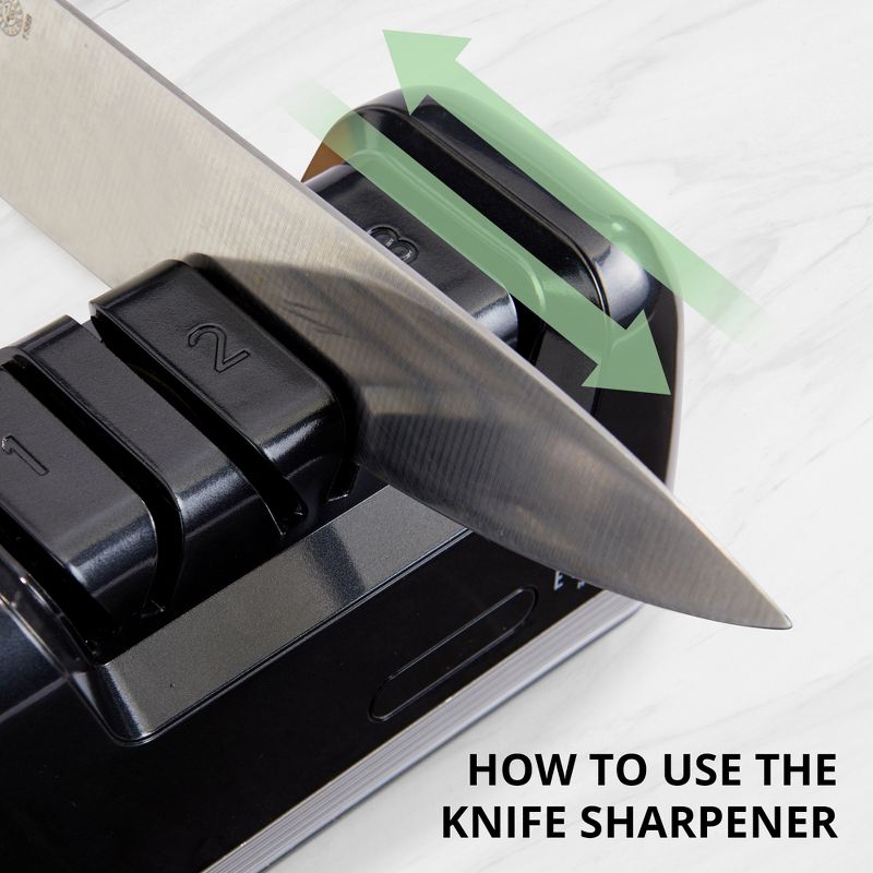 ELITRA HOME Professional Electric Knife Sharpener | 3 Stage Chef Knife Sharpening Tool for Kitchen Knives, Pocket Knife Scissors, 3 of 8