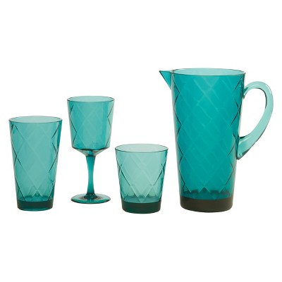 Certified International Teal 20 oz Acrylic Ice Tea Drinkware (Set of 12),  Teal