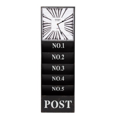 Kate and Laurel Linch Rectangle Metal Wall Clock, 13x45, Black