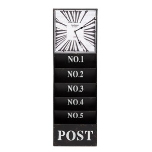 Kate and Laurel Linch Rectangle Metal Wall Clock, 13x45, Black - 1 of 4