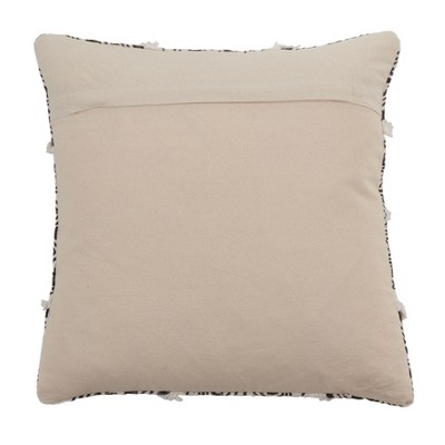 Black and White Ikat Embellished Diamond Throw Pillow