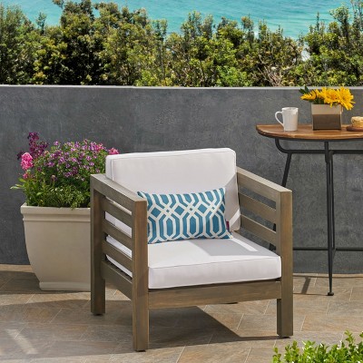 Infurnic Patio Accent Chairs with Fixed Armrests, Upholstered, Ergonomic Design for Lawns, Gardens and Porches, Gray, 30.25" * 30.25" * 26.5"