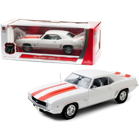 1969 Chevrolet Camaro Ss Z10 White With Orange Stripes And Black Houndstooth Interior 1 18 Diecast Model Car By Highway 61 Target