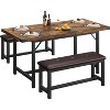 3-Piece Extendable Wooden Dining Set ¨C Stretchable Table with 2 Upholstered Benches, Dining Table Set for 4-6, Space-Saving Retro Farmhouse Set - 2 of 4
