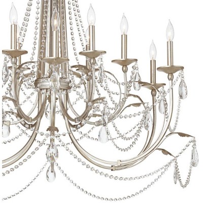 Silver Leaf 12-Light Crystal Beaded Chandelier