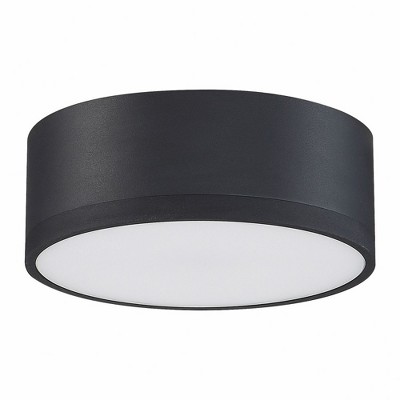 Black Aluminum LED Drum Flush Mount Light