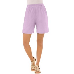 Roaman's Plus Size Soft Knit Pull-On Short - 1 of 4