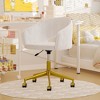 VECELO Velvet Accent Chair Height-adjustable Swivel Office Chair Modern Lounge Armchair with Gold Metal Base & Padded Backrest White - 2 of 4