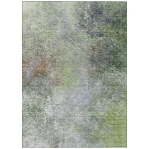 Fern Green And Copper Abstract Washable Indoor Outdoor Area Rug - 1 of 4