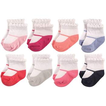 Hudson Baby Infant Girl Cotton Rich Newborn and Terry Socks, Mary Jane