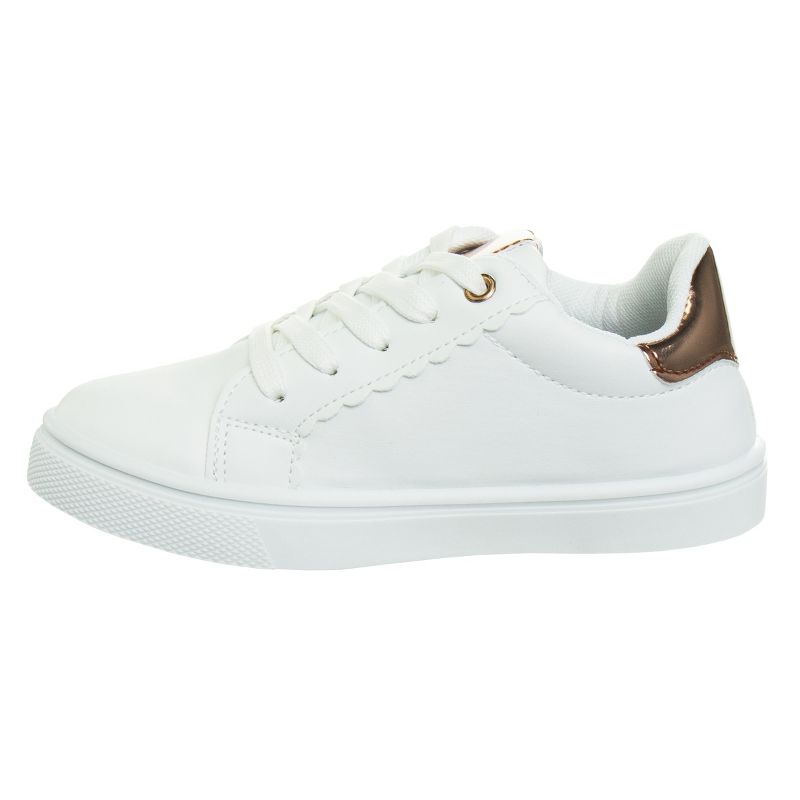 Kensie Girls White Casual Sneakers with Lace Up Closure and Glittery Accents  (Little Kid/Big Kid), 2 of 8