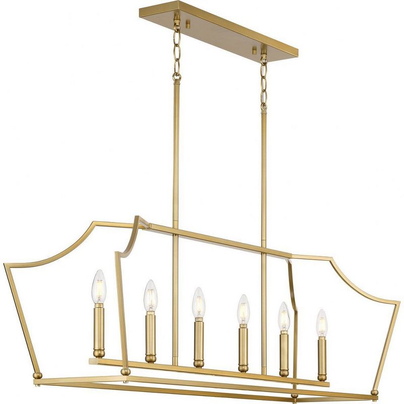 Progress Lighting Parkhurst 6-Light Linear Chandelier, Brushed Bronze, Steel, 13" x 15.13" x 42", Ideal for Dining Rooms and Kitchens, 1 of 2